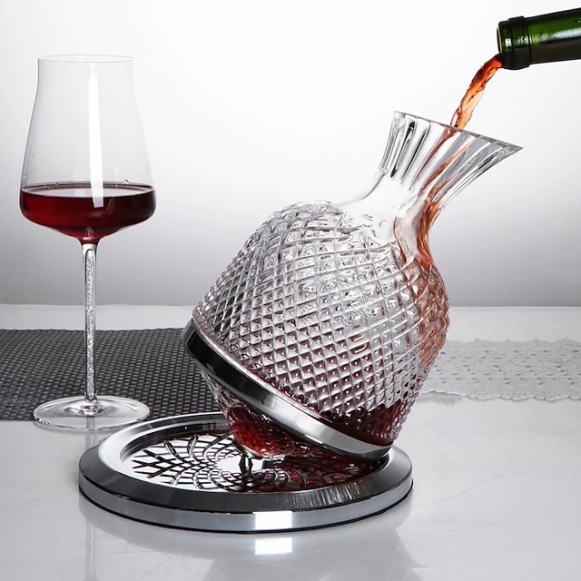  luxe roterende wijn karaf loodvrij helder kristal glas rode wijn beluchter karaf set elegant voor wijnliefhebbers;