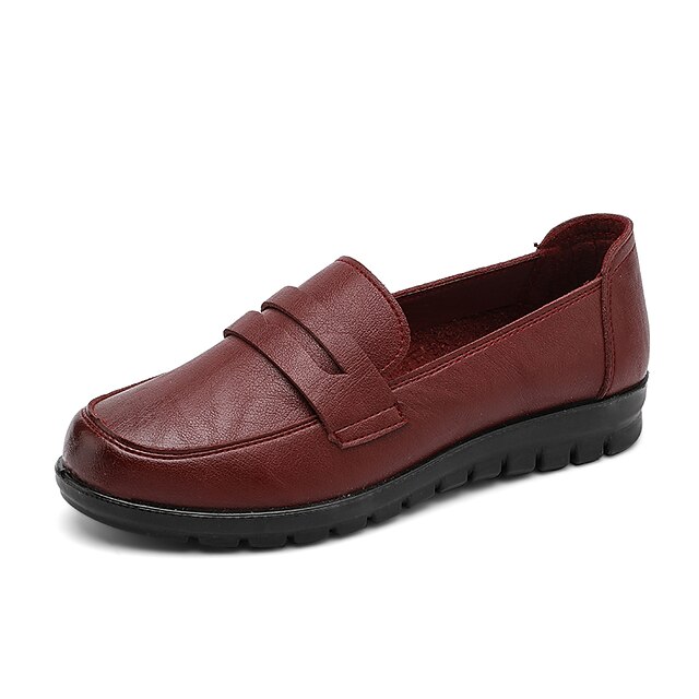 

Women's Loafers Mary Jane Booties Ankle Boots Flat Heel Round Toe Casual Minimalism Home Daily Faux Leather Loafer Spring Summer Solid Colored Black Red Yellow