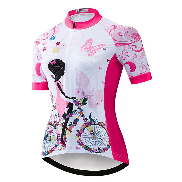 

21Grams Women's Short Sleeve Cycling Jersey Summer Spandex Rose Red Butterfly Bike Top Mountain Bike MTB Road Bike Cycling Quick Dry Moisture Wicking Sports Clothing Apparel / Stretchy / Athleisure