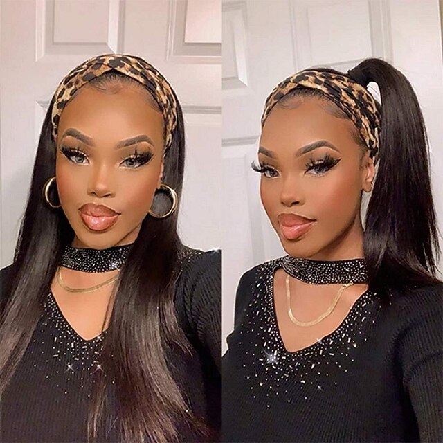 

Headband Wig for Black Women Straight Human Hair Wig None Lace Front Wig Brazilian Virgin Human Hair Machi