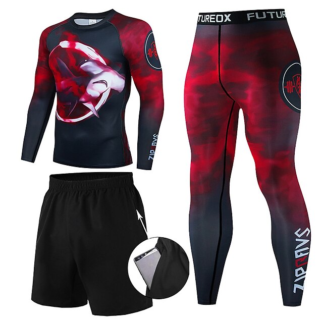 Sports & Outdoors Running, Jogging & Walking | Mens 3-Piece Activewear Set Compression Suit Casual Athleisure 3pcs Winter Long S