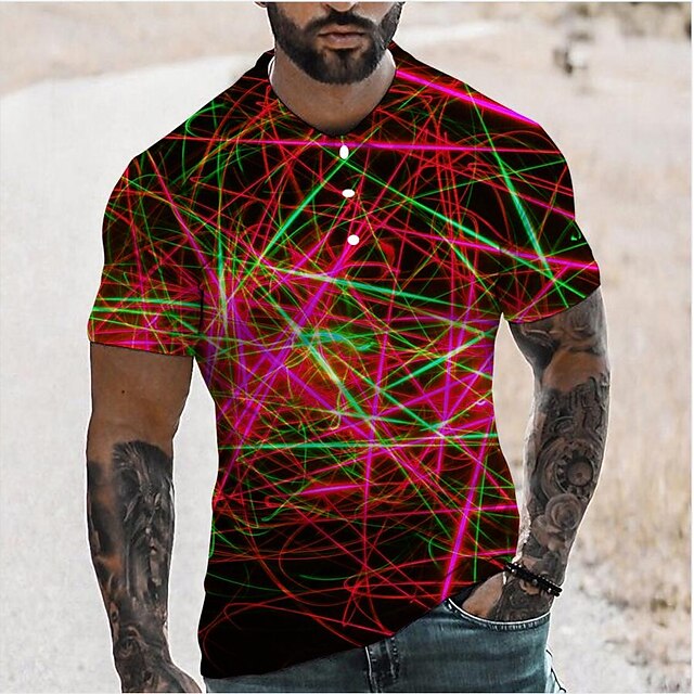Men's Collar Polo Shirt Golf Shirt Tennis Shirt Graphic 3D Collar Shirt ...
