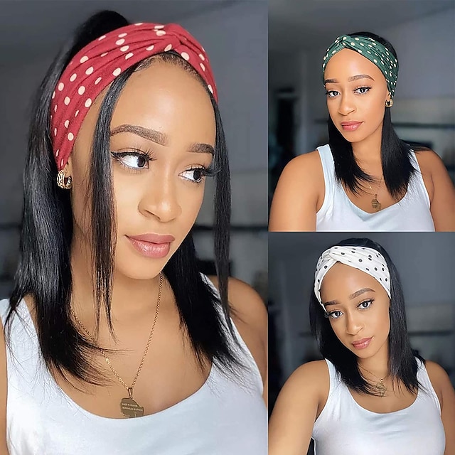 

Headband Wig Human Hair Straight Machine Made Headband Wigs for Black Women 9A Brazilian Virgin Human Hair Headband Wig Straight Hair Headband Wig No Glue No Lace Capless Wig