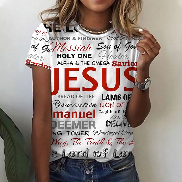  tricou dama scrisoare de baza imprimeu de paste maneca scurta topuri obisnuite gatul rotund casual weekend alb