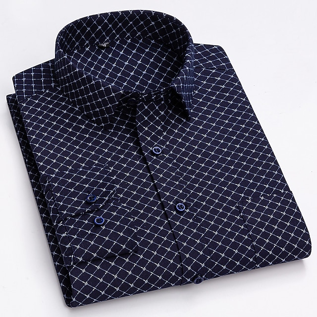 Mens Clothing Mens Shirts | Mens Shirt Other Prints Striped Plaid Classic Collar Wedding Casual collared shirts Long Sleeve Tops