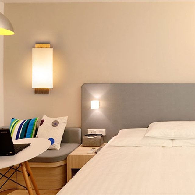  Lightinthebox moderno estilo nórdico luzes de parede interior sala de estar quarto madeira conduziu a luz de parede 220-240v 5 w