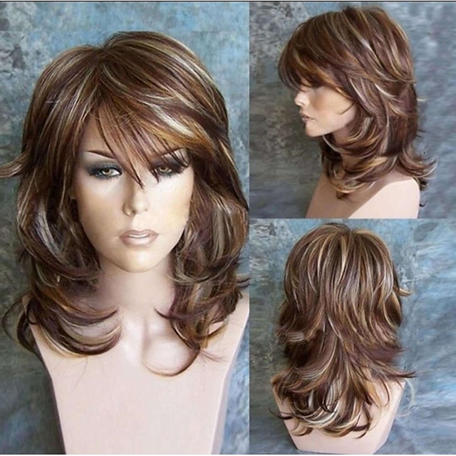 brown layered wig