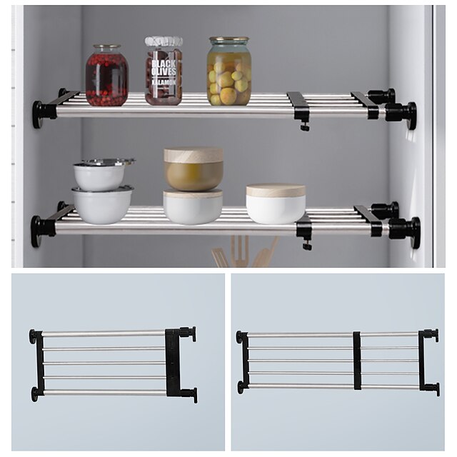 Home & Garden Bath Accessories | Wardrobe Clapboard Telescopic Rack Punch-free Layered Rack Bathroom Rack Small Window Rack Clot