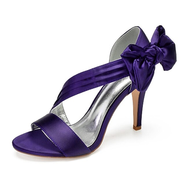 Women's Satin High Heel Sandals with Bowknot Detail, Elegant Open Toe ...