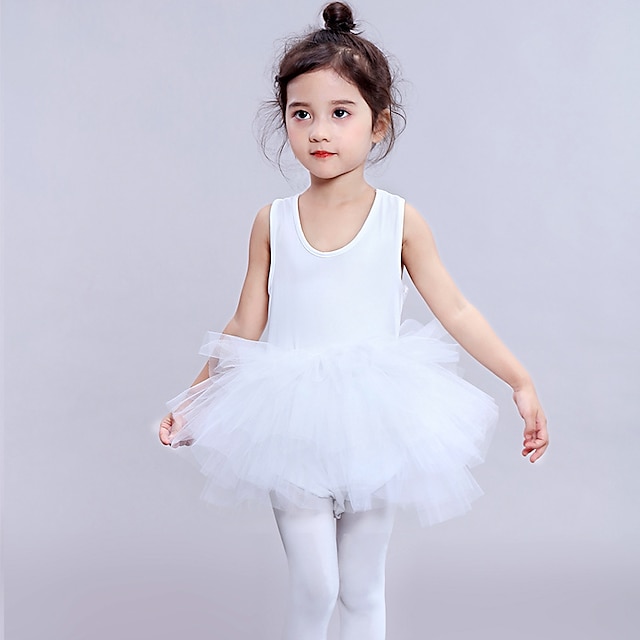  בנות רקדן בלט ביצוע שמלות סגנון חמוד פּוֹלִיאֶסטֶר שחור לבן ורוד מסמיק שמלה