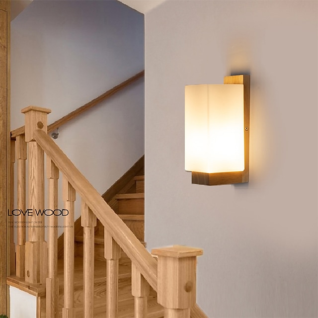  Lightinthebox moderno estilo nórdico luzes de parede interior sala de estar quarto madeira conduziu a luz de parede 220-240v 5 w