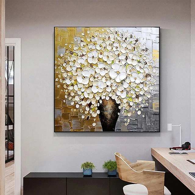 Handmade Oil Painting Canvas Wall Art Decoration Palette Knife Painting Colorful Cherry Blossoms for Home Decor Rolled Frameless Unstretched Painting 7