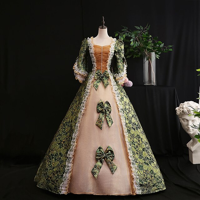 Ball Gown Square Neck Long Sleeves Floor-Length Lace Rococo Victorian Party Cosplay Costume Princess Masquerade Prom Quinceanera Dress main image 0