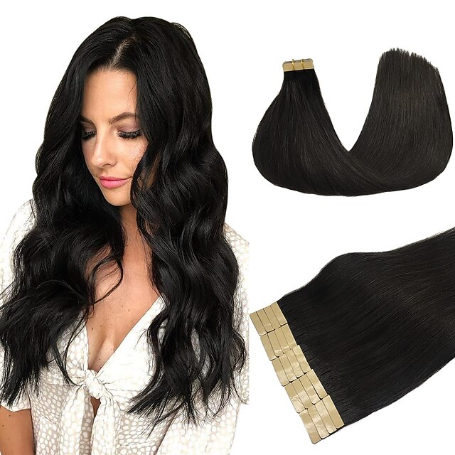 Tapes Hair Extensions Human Hair 1pack Pack Straight Hair Extensions