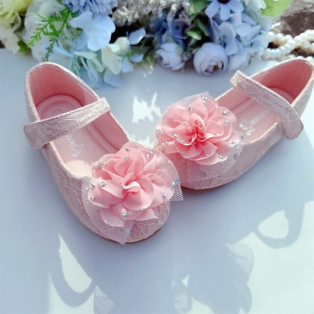 Shoes & Bags Kids Shoes | Girls Flats Flower Girl Shoes Lace Breathable Mesh Breathability Little Kids(4-7ys) Flower White Pink 