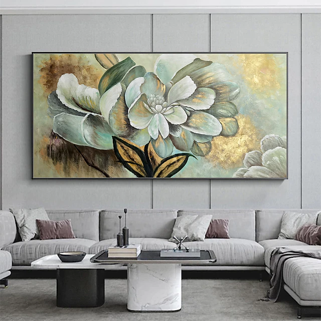 Mintura Handmade Oil Painting On Canvas Wall Art Decoration Modern Abstract Flower Picture For Home Decor Rolled Frameless Unstretched Painting 8