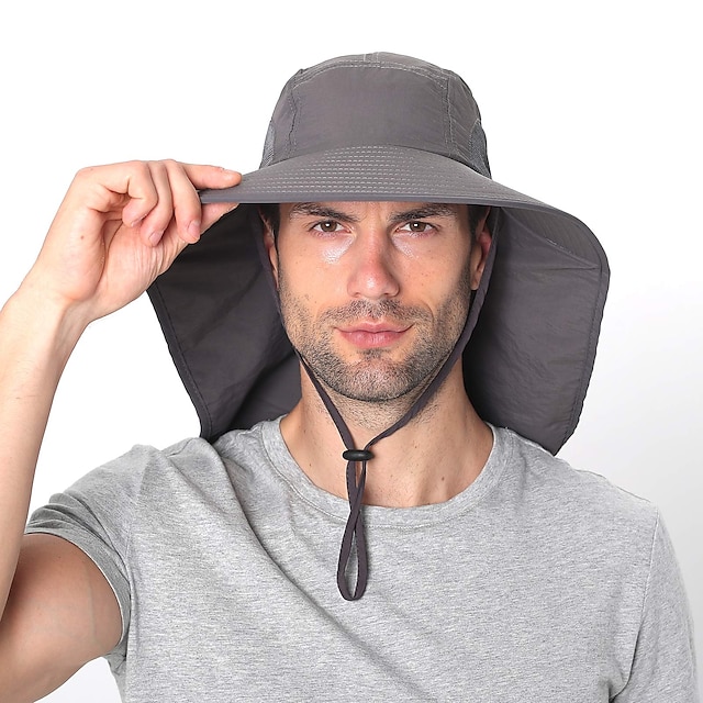  chapeau senwai sun à large bord pour homme, protection solaire upf 50+ chapeau avec rabat de cou pour pêche randonnée gris foncé