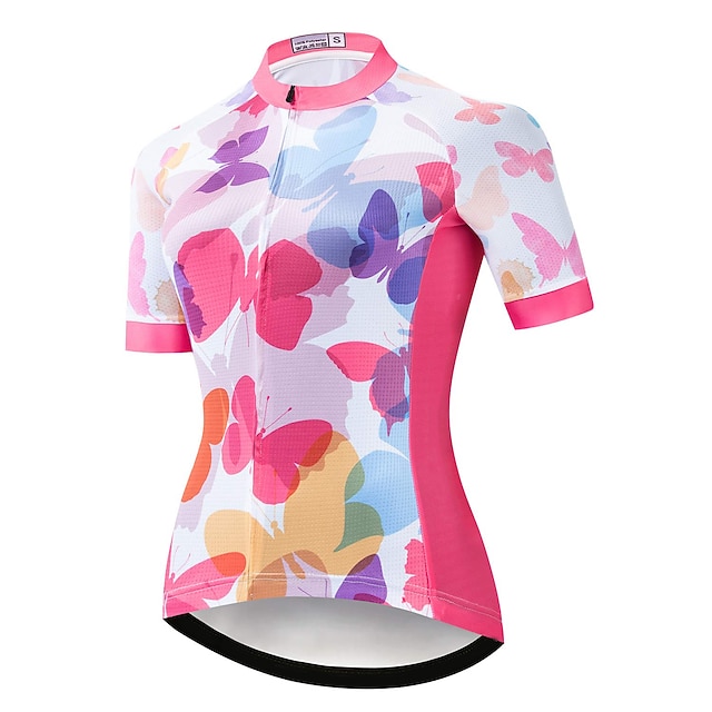 

21Grams Women's Short Sleeve Cycling Jersey Summer Spandex Pink Butterfly Bike Top Mountain Bike MTB Road Bike Cycling Quick Dry Moisture Wicking Sports Clothing Apparel / Stretchy / Athleisure