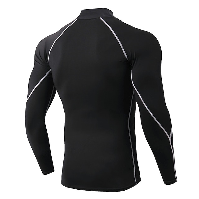 Sports & Outdoors Running, Jogging & Walking | Mens Long Sleeve High Neck Compression Shirt Running Shirt Running Base Layer Str