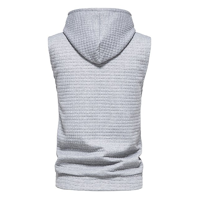 Mens Clothing Mens Hoodies & Sweatshirts | Mens Hooded Sweatshirt Sleeveless Solid Color Knitted Hoodie Pullover Vest - UD49152