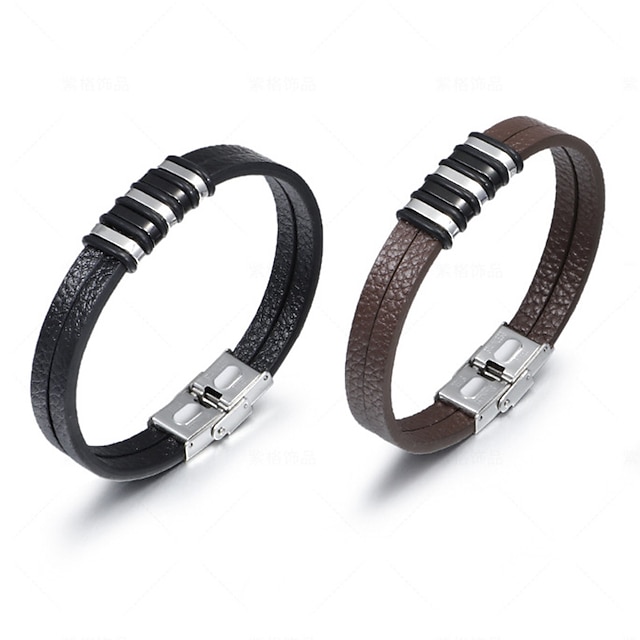 Shoes & Bags Fashion Accessories | Mens Leather Bracelet Classic Imagine Personalized Stylish Simple Punk Casual / Sporty Titani