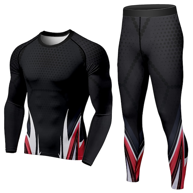 Sports & Outdoors Running, Jogging & Walking | 21Grams® Mens 2 Piece Activewear Set Compression Suit Athletic Athleisure 2pcs Wi