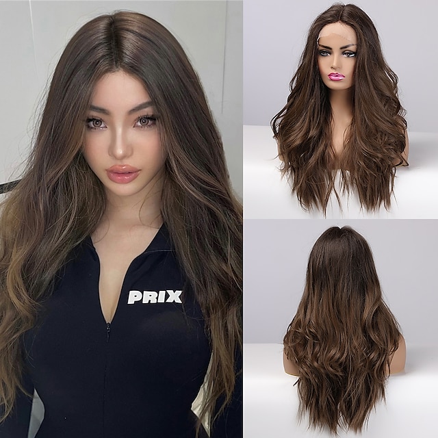 Beauty & Hair Wigs & Hair Pieces | Synthetic Lace Wig Body Wave Style 26 inch Natural Color Middle Part 13X4X1 T Part Lace Front