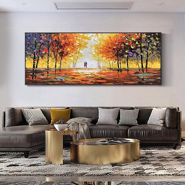 Home & Garden Wall Art | Handmade Oil Painting Canvas Wall Art Decoration Abstract LandscapePainting Lovers in The Woods for Hom