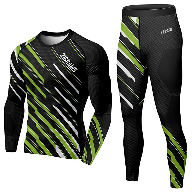 Sports & Outdoors Running, Jogging & Walking | 21Grams® Mens 2 Piece Activewear Set Compression Suit Athletic Athleisure 2pcs Wi