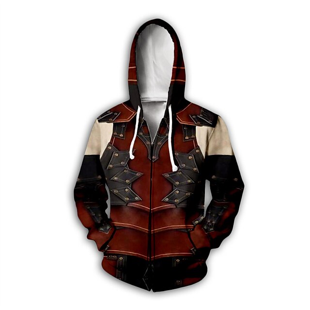 Mens Clothing Mens Hoodies & Sweatshirts | Mens Full Zip Hoodie Jacket Graphic Armor Zipper Hooded Casual Daily Holiday 3D Print