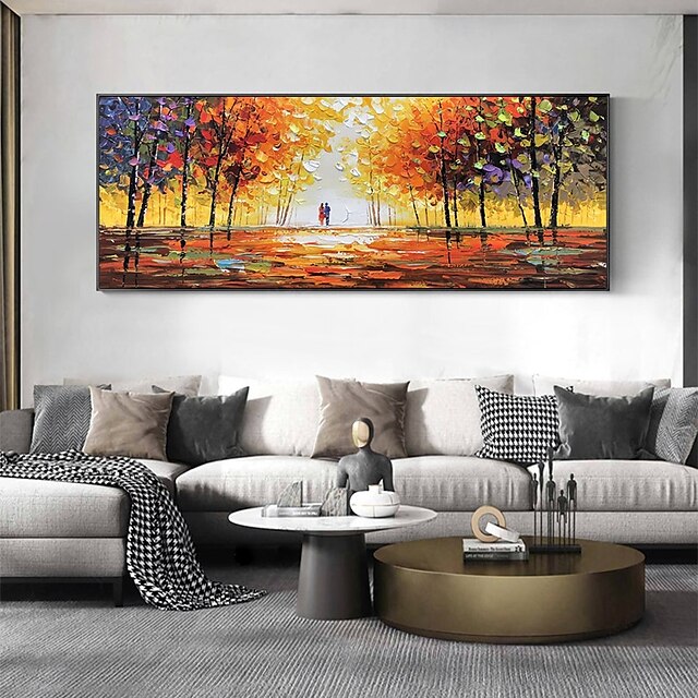 Home & Garden Wall Art | Handmade Oil Painting Canvas Wall Art Decoration Abstract LandscapePainting Lovers in The Woods for Hom