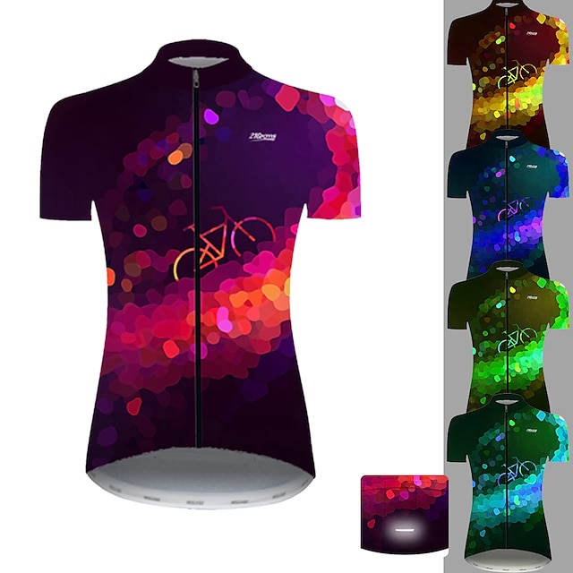  21Grams Women's Cycling Jersey Short Sleeve Bike Jersey Top with 3 Rear Pockets Mountain Bike MTB Road Bike Cycling Cycling Breathable Ultraviolet Resistant Quick Dry Violet Yellow Blue Polka Dot