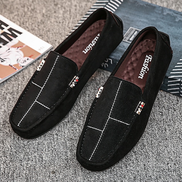  Men's Loafers & Slip-Ons Plus Size Driving Loafers Walking Casual Athletic Suede Loafer Black Yellow Red Spring