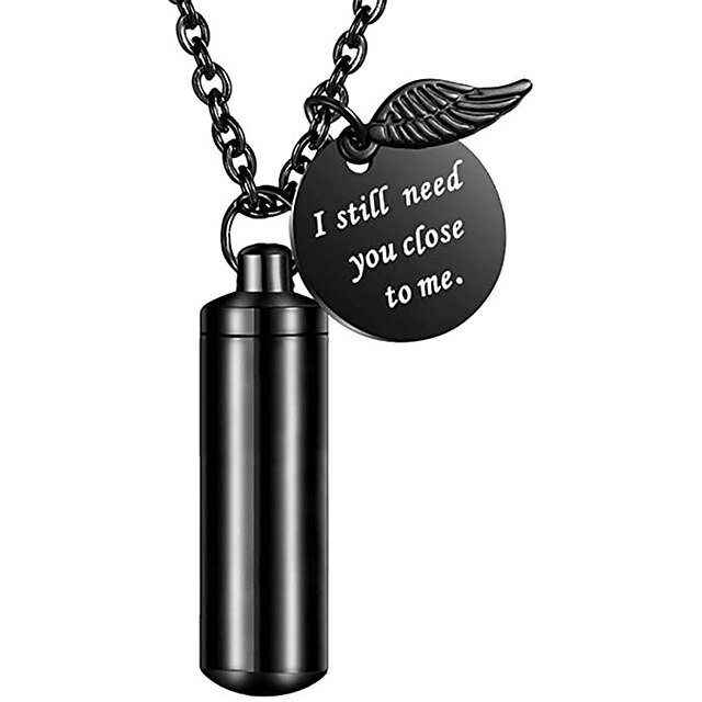 Shoes & Bags Fashion Accessories | cylinder urn necklace for ashes cremation jewelry/keychain for human pet stainless steel memo