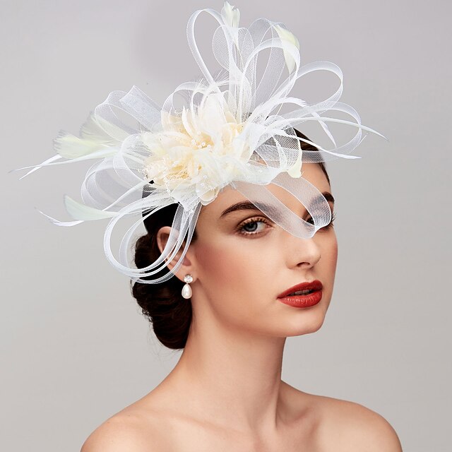 Elegant Net Saucer Hat Fascinator Hats Headpiece Flower & Tulle & Knot Bow