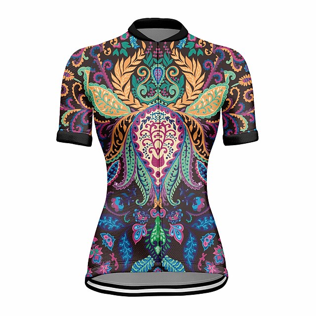 

21Grams Women's Short Sleeve Cycling Jersey Summer Spandex Purple Floral Botanical Bike Top Mountain Bike MTB Road Bike Cycling Quick Dry Moisture Wicking Sports Clothing Apparel / Stretchy