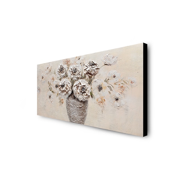 Home & Garden Wall Art | Oil Painting Handmade Hand Painted Wall Art Abstract White Flowerswith Vase Canvas Painting Home Decora