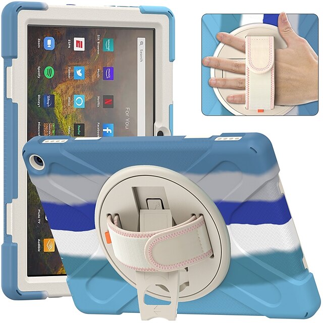 

Tablet Case Cover For Kindle Fire HD 10 / Plus 2021 Shockproof Dustproof with Stand Camouflage Solid Colored Silicone PC