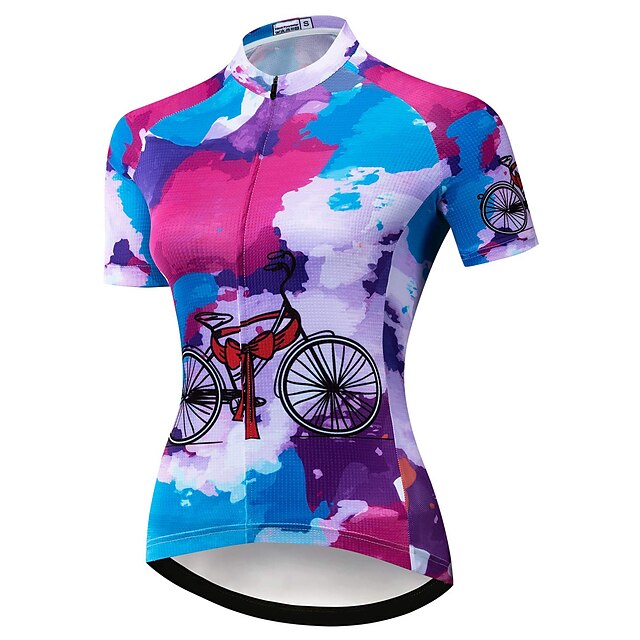 

21Grams Women's Short Sleeve Cycling Jersey Summer Spandex Blue Bike Top Mountain Bike MTB Road Bike Cycling Quick Dry Moisture Wicking Sports Clothing Apparel / Stretchy / Athleisure