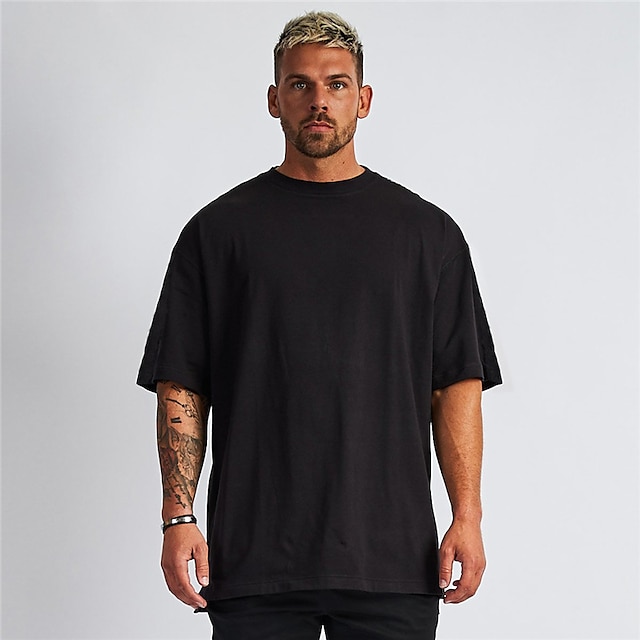  Men's T shirt Tee Oversized Shirt Plain Crew Neck Casual Holiday Short Sleeve Clothing Apparel Sports Fashion Lightweight Muscle