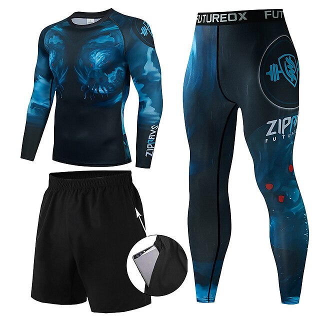 Sports & Outdoors Running, Jogging & Walking | Mens 3-Piece Activewear Set Compression Suit Casual Athleisure 3pcs Winter Long S