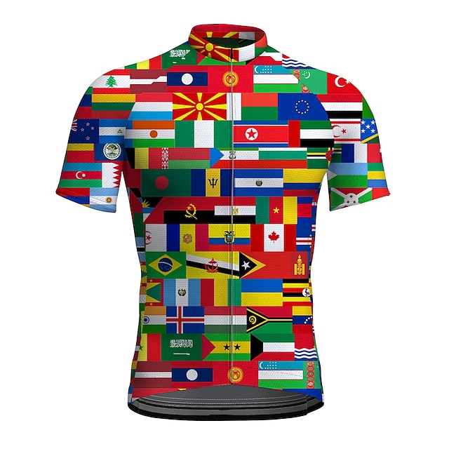  21Grams Men's Cycling Jersey Short Sleeve Bike Top with 3 Rear Pockets Mountain Bike MTB Road Bike Cycling Breathable Moisture Wicking Quick Dry Reflective Strips Red Green National Flag Polyester