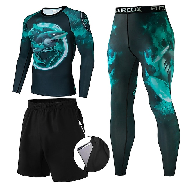 Sports & Outdoors Running, Jogging & Walking | Mens 3-Piece Activewear Set Compression Suit Casual Athleisure 3pcs Winter Long S