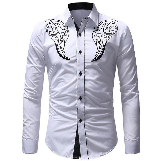 Mens Clothing Mens Shirts | Mens Shirt Slim Fit Casual Long Sleeve Shirts Mens Wedding Party Shirt For Male Embroidered Western 