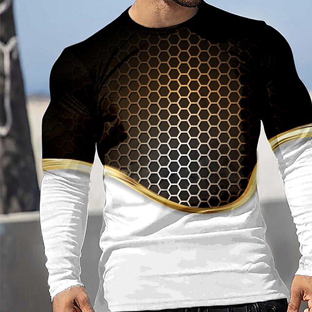 Mens Clothing Mens Tees & Tank Tops | Mens T shirt Tee 3D Print Graphic Lattice Plus Size Crew Neck Casual Daily Bronzing Print 