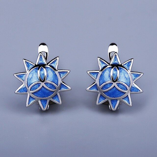 Shoes & Bags Fashion Accessories | Womens Earrings Geometrical Flower Shape European Earrings Jewelry Blue For Street Gift Carni