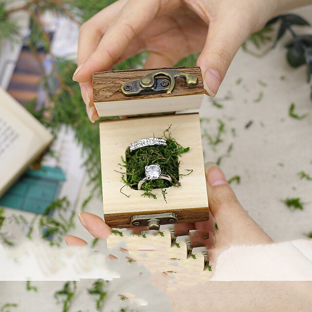  Wedding Classic Theme Jewelry Box Wooden / Bamboo Metallic Buckle 1 PC