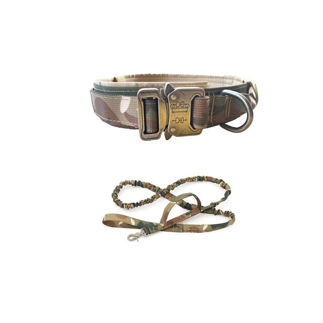  Taktisches Hundehalsband und Leine Set Taktisches Hundehalsband.Einstellbares Militär-Hochleistungs-Nylon-Hundetrainingshalsband-Leine-Set mit Steuergriff und Metallschnalle für das Training
