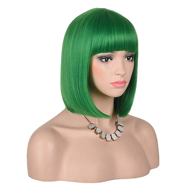 Beauty & Hair Wigs & Hair Pieces | Short Straight Bob Wig With Bangs Full Heat Resistant Wig for Ladies Cosplay - KN43117