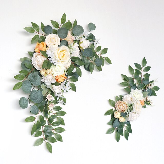 Home & Garden Home Decor | Artificial Wedding Arch Flowers Eucalyptus Leaves Large Rose&Peony Floral Swags for Wedding Chair She